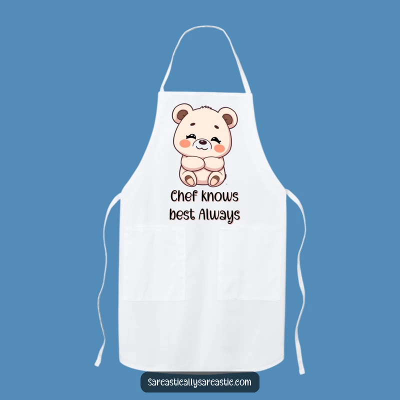 Kawaii Bear Smirk Apron, Cute Kitchen Fun Funny Gift