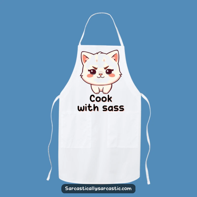 Funny Kawaii Cat Apron: Sassy Chef Eyebrow Smirk, Perfect Kitchen Funny Gift