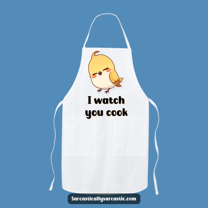 Funny Bird Apron: Kitchen Head Cock Smirk Character, Humorous Cooking Gift