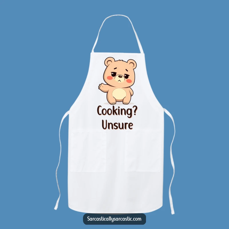 Funny Deadpan Bear Apron: Hilarious Kitchen Wear for Laid-Back Chefs
