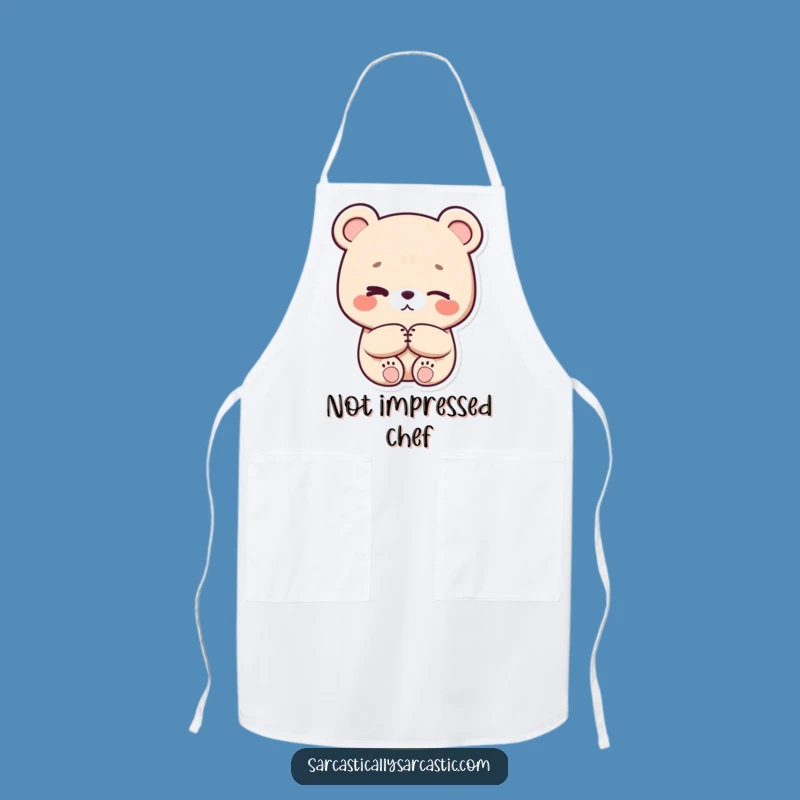 Funny Eye-Roll Bear Apron - Kawaii Kitchen Style, Perfect Gift for Home Cooks