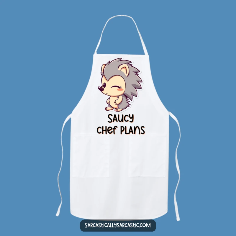 Funny Hedgehog Smirk Apron: Character's Sly Kitchen Vibe, Practical Funny Gift