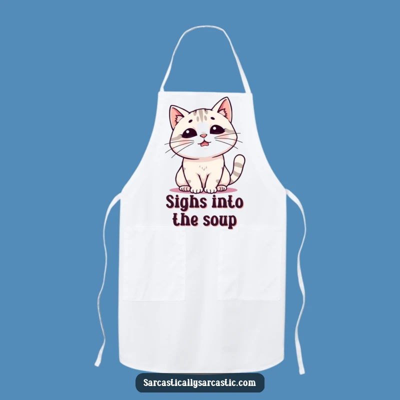 Funny Kawaii Cat Sigh Apron: Cook with Comedy and Cute Charm