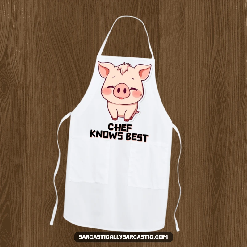 Funny Apron: Pig with a knowing smile and head nod, a humorous and practical accessory for the chef who understands.