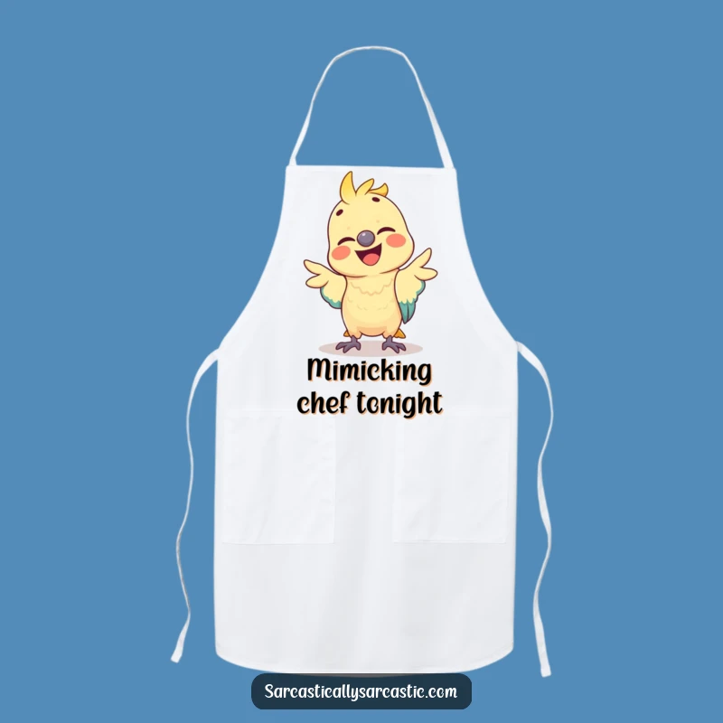 Funny Parrot Mimicking Gesture Apron: Cook Up Laughs in the Kitchen!