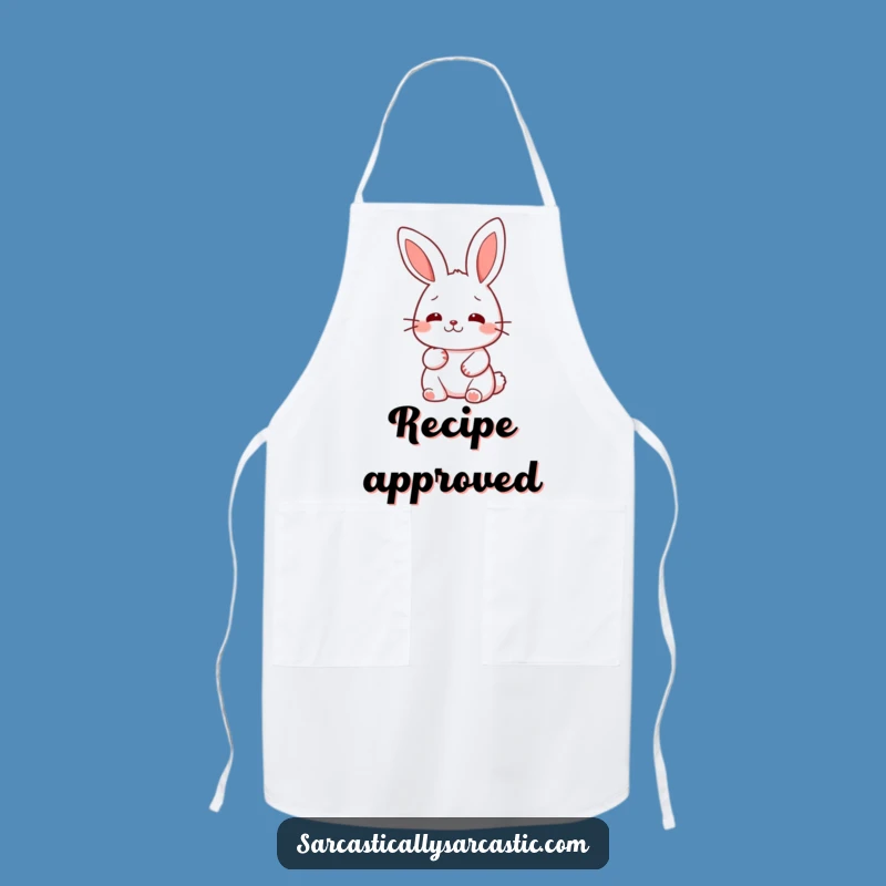 Funny Kawaii Rabbit Nod Apron: Kitchen Approval, Perfect Gift