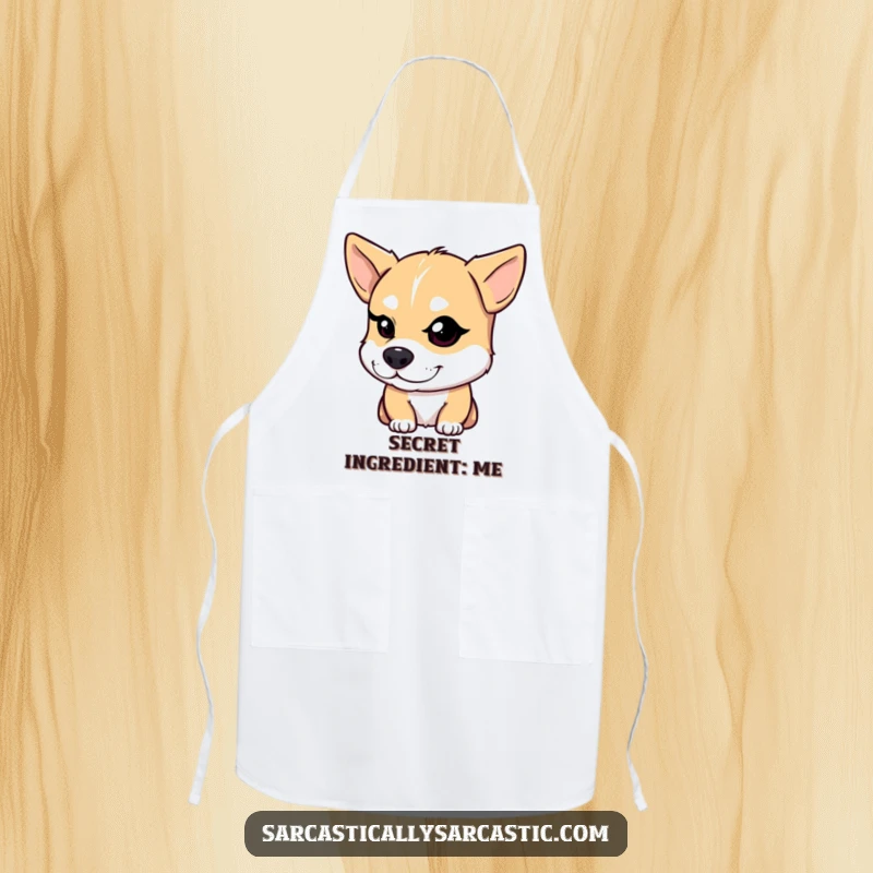 Funny Dog Apron: A dog with a knowing smirk winks one eye, perfect for a humorous cooking experience.