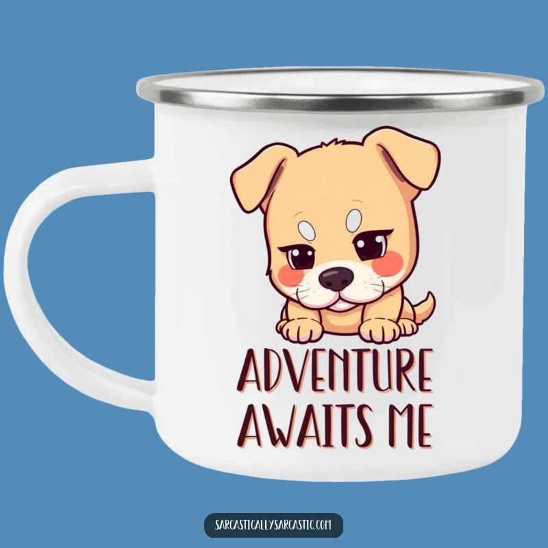 Funny Dog Eyebrow Camping Mug - Adventure with Attitude