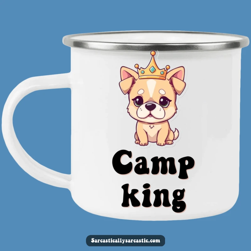 Funny Camping Mug - Unimpressed Dog Character for Royal Adventures