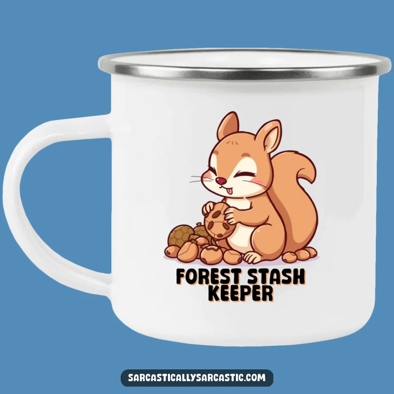 Funny Squirrel Hoarding Nuts Camping Mug: Adventure with a Stash!