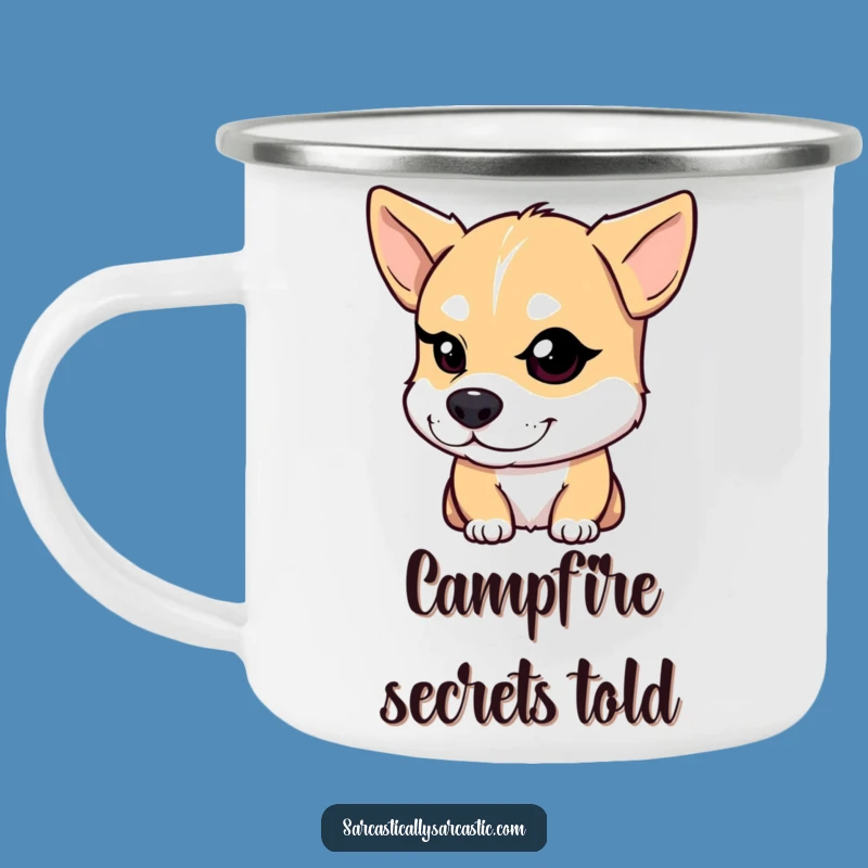 Funny Dog Wink Camping Mug: Smirking Pup's Outdoor Adventure Mug