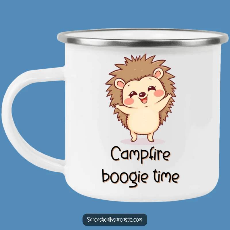 Funny Hedgehog Dancing Camping Mug: Adventure with a Happy Groove!