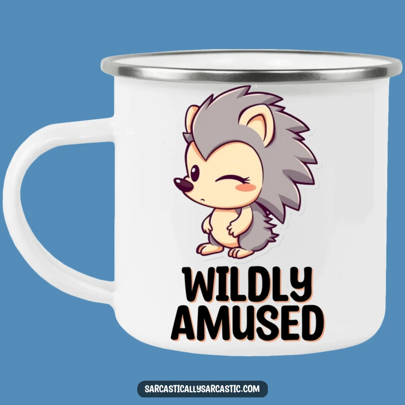 Funny Hedgehog Smirk Camping Mug: Character's Sly Outdoors, Rugged Funny Gift Cup