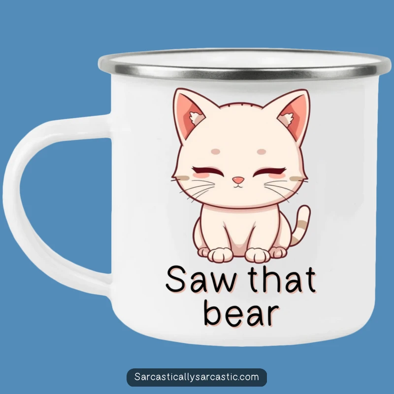 Funny Kawaii Cat Blink Camping Mug: Adventure with Knowing Sips