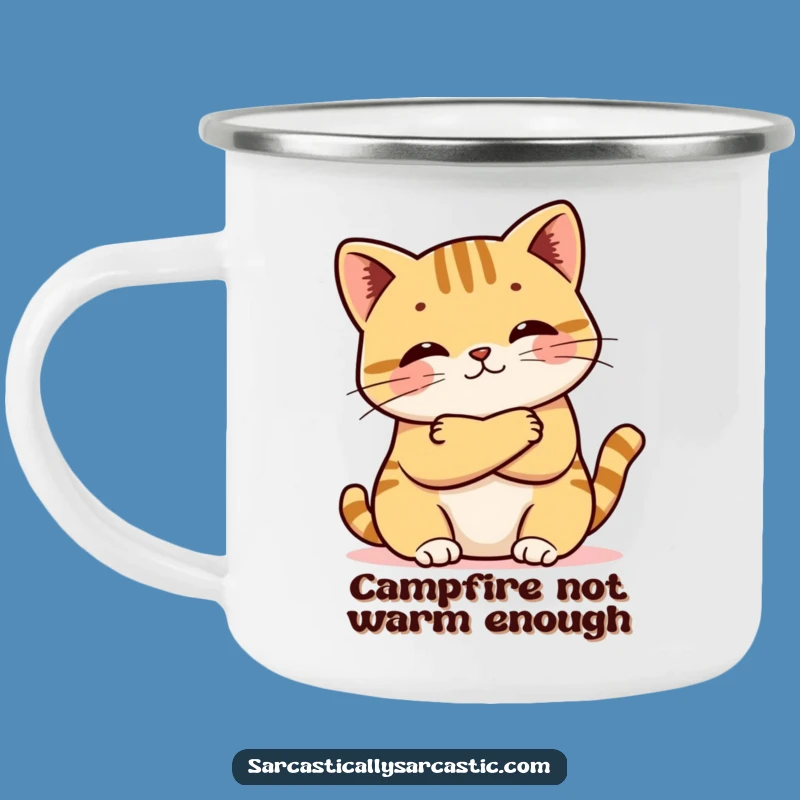 Funny Kawaii Cat Pout Camping Mug: Adventure with Sass