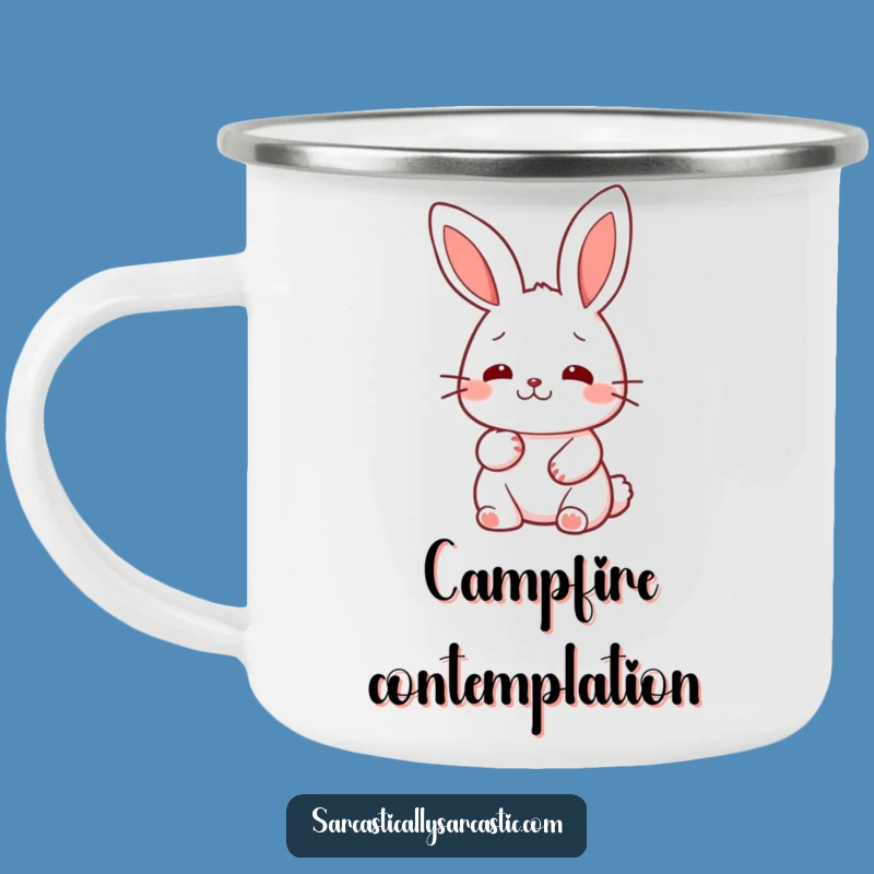 Funny Kawaii Rabbit Nod Camping Mug: Wise Outdoors, Perfect Gift