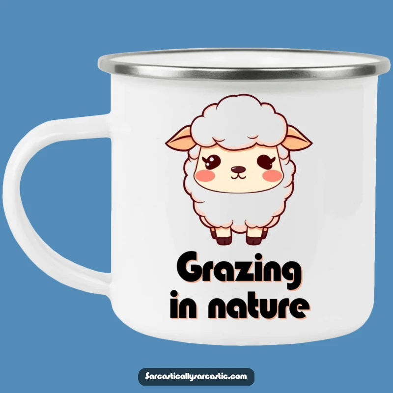 Funny Kawaii Sheep Camping Mug: Rugged Vacant Stare, Ideal Funny Gift for Outdoors