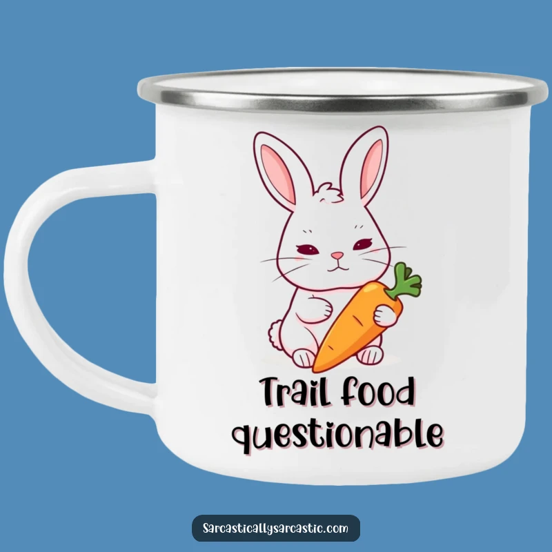 Funny Skeptical Rabbit Camping Mug: Eyebrow Raised Outdoor Doubt Mug