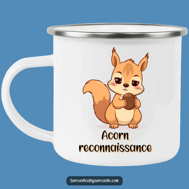 Funny Skeptical Squirrel Camping Mug - Rugged & Hilarious Outdoor Drinkware