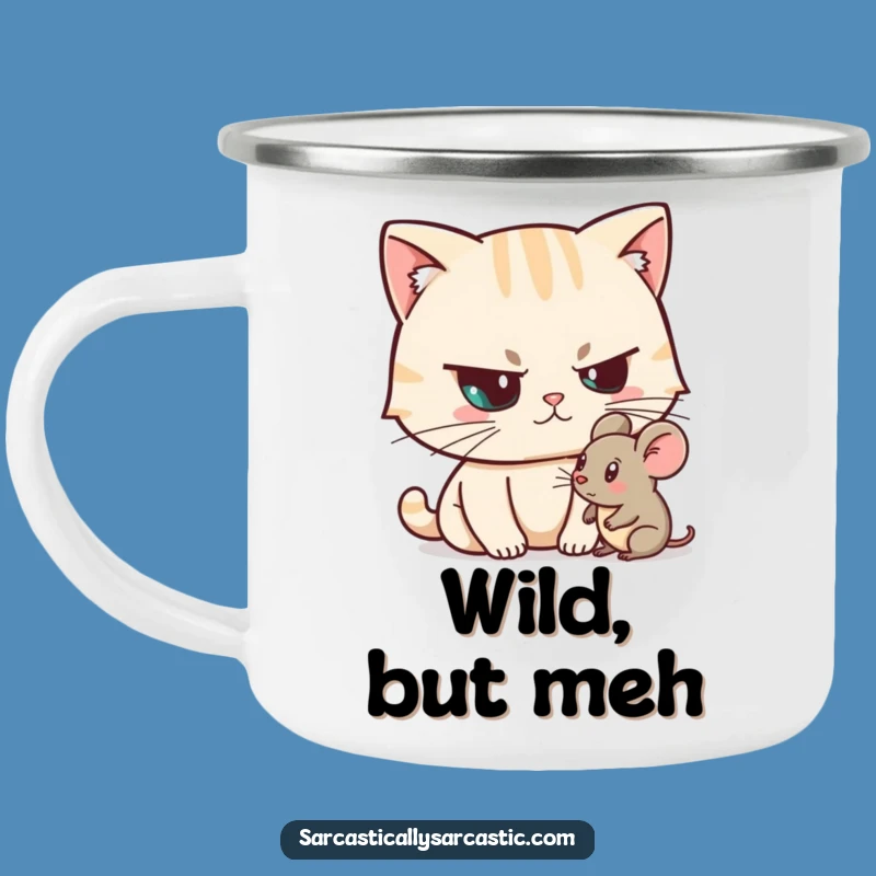 Funny Unimpressed Cat Camping Mug - Outdoor Sarcastic Feline Gift