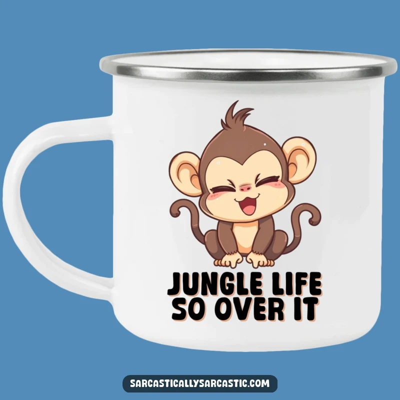 Kawaii Monkey Eye Roll Camping Mug, Sarcastic Outdoor Fun