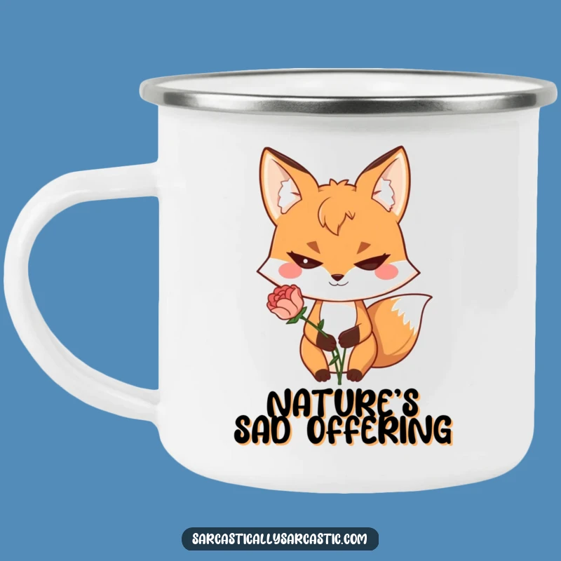 Funny Fox Camping Mug - Sly Grin Wilted Flower Camp Gift