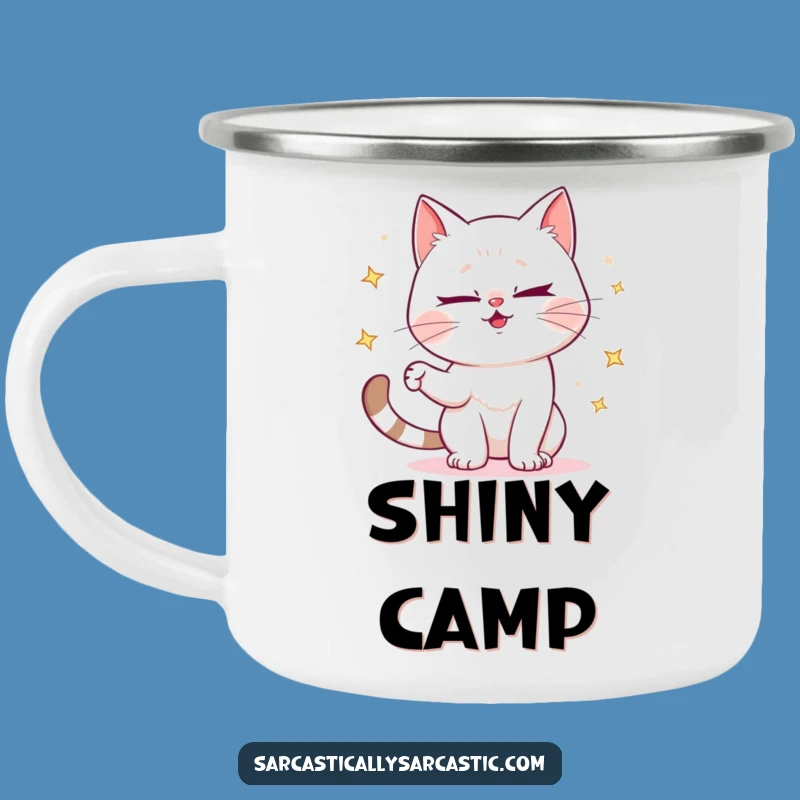 Funny Cat Camping Mug - Mischievous Wink Sparkle Camp Gift