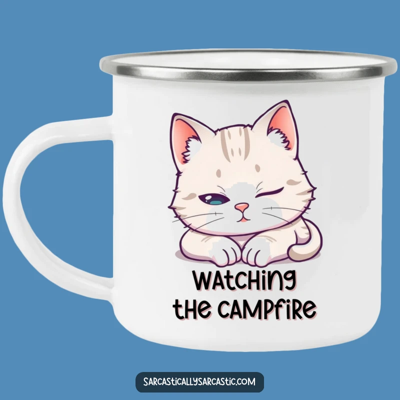 Funny Cat Sleep Camping Mug: Durable Drinkware for Watchful Campers