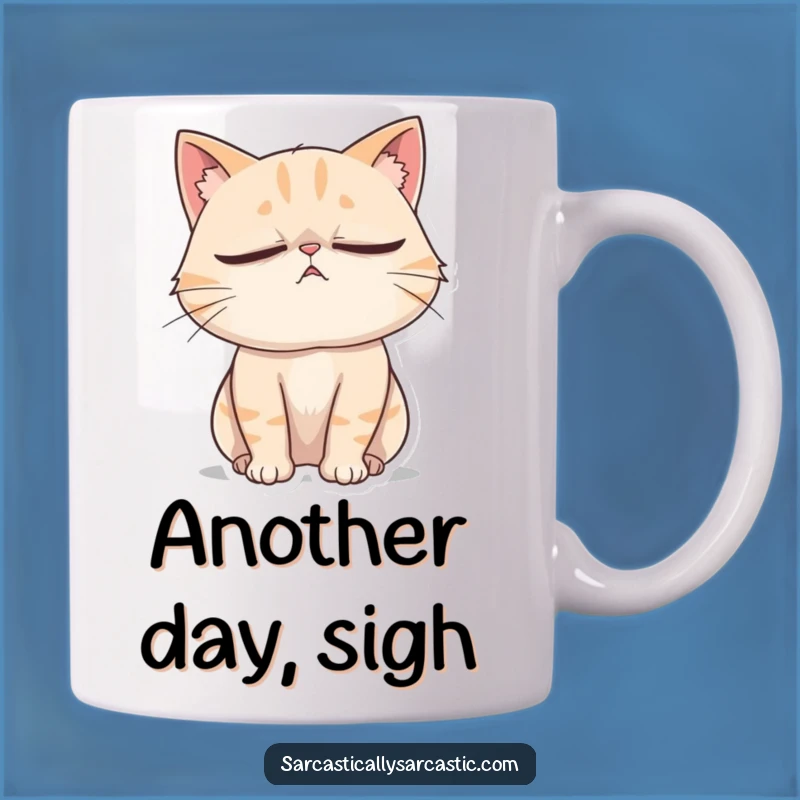 Funny Cat Eye Roll Mug: Dramatic Sighing Feline's Humor Gift