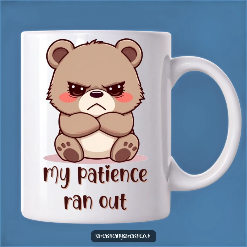 Funny Grumpy Bear Cub Mug - Crossed Arms, Adorable & Sarcastic Coffee Cup Gift