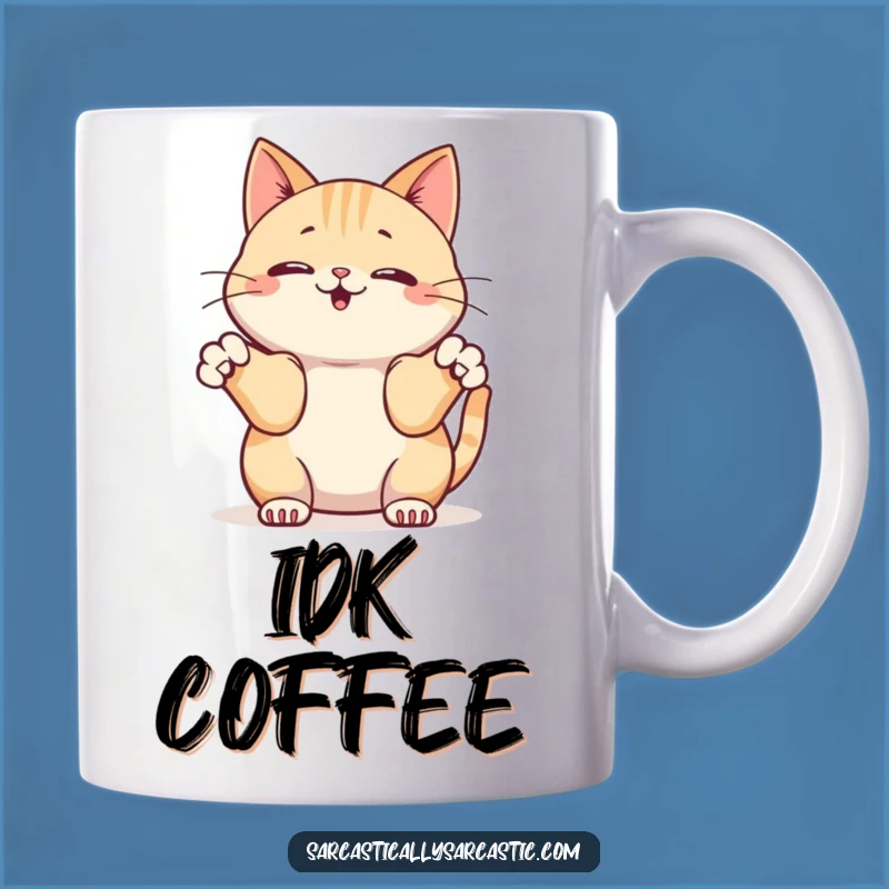 Funny Kawaii Cat Shrug Mug - Relatable Indifference for Cat Lovers