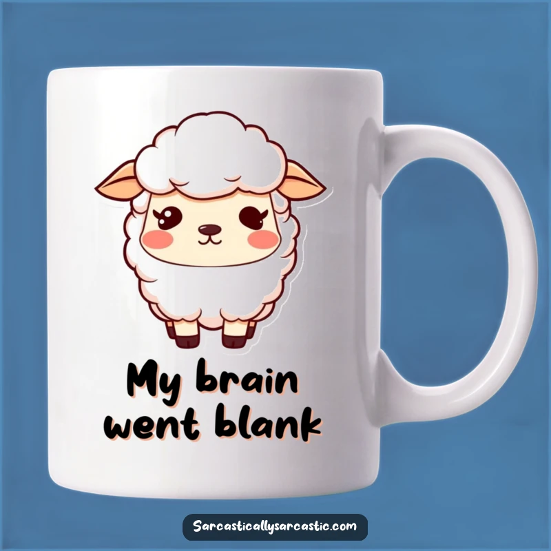 Funny Kawaii Sheep Mug: Vacant Stare Smirk, Perfectly Amusing Funny Gift for Sheep Lovers