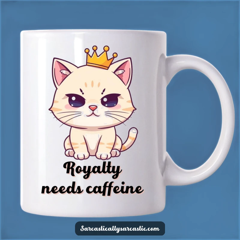 Funny Royal Cat Mug: Deadpan Crowned Kitty - Perfect Funny Gift for Cat Lovers!