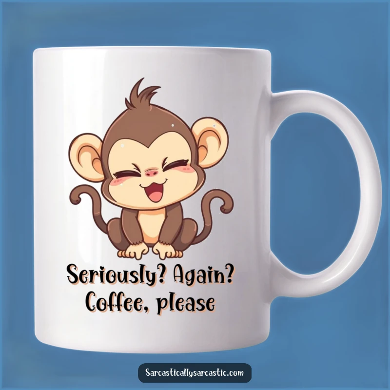 Kawaii Monkey Eye Roll Mug, Hilarious Sarcastic Funny Gift