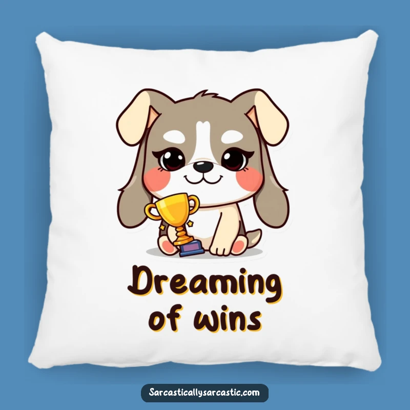Funny Smug Dog Trophy Pillow - Victorious Pooch Cushion, Adorable Funny Gift