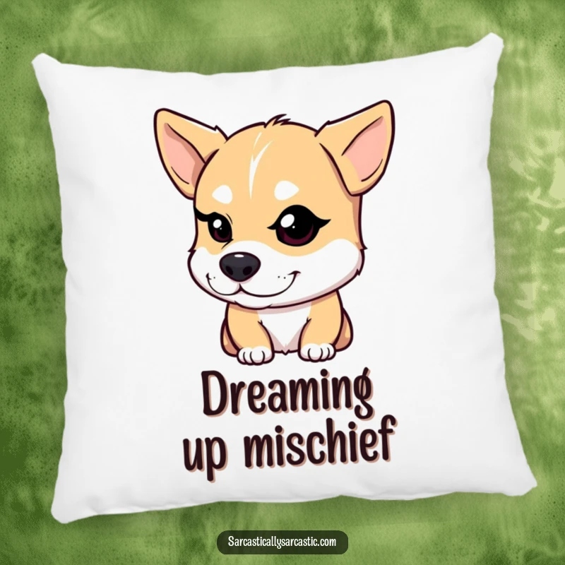 Funny Dog Pillow: A soft pillow showcasing a dog with a knowing smirk and a playful wink.