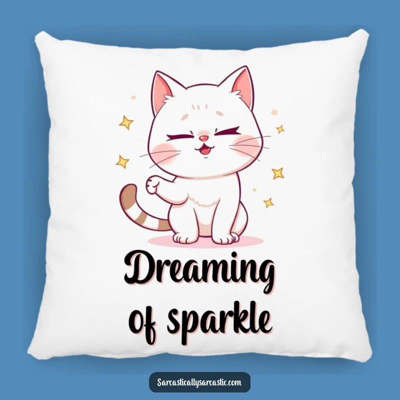 Funny Cat Pillow - Mischievous Wink Sparkle Cushion Gift