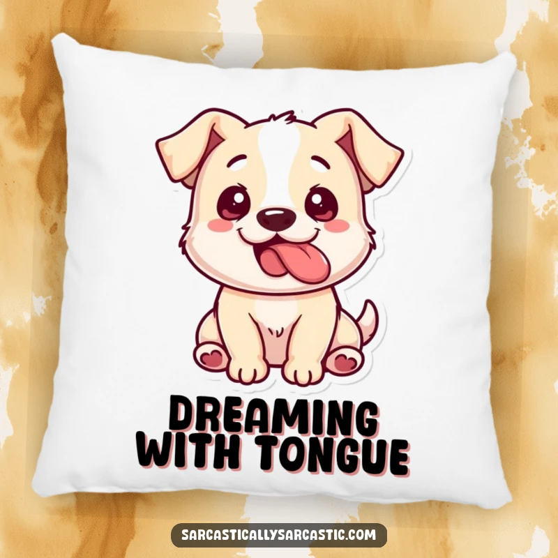 Funny Dog Pillow: A soft pillow showcasing a dog playfully sticking its tongue out from the side.