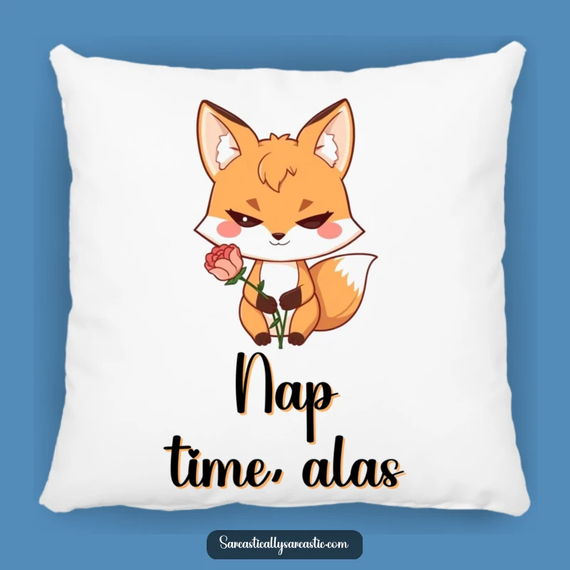 Funny Fox Pillow - Sly Grin Wilted Flower Cushion Gift