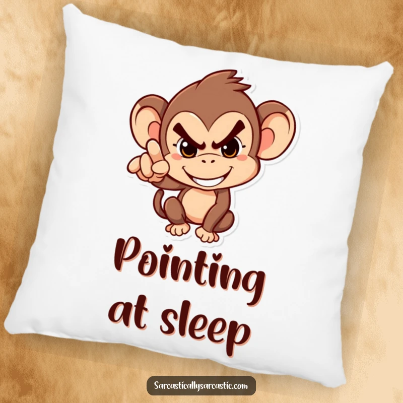 Funny Pillow: Soft cushion featuring a mischievous monkey with a grin, offering humorous comfort and playful charm.