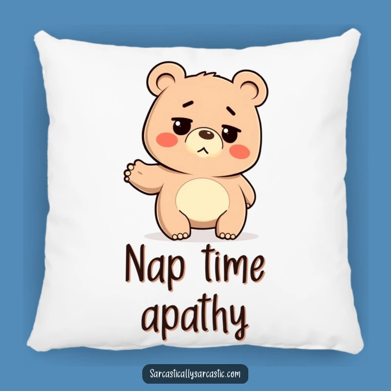 Funny Deadpan Bear Pillow: Cozy & Hilarious Accent for Relaxed Comfort