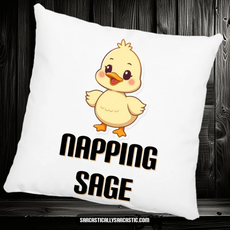 Funny duckling pillow featuring a soft texture and a happy, quacking bird with a charmingly knowing expression.