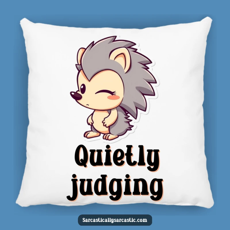 Funny Hedgehog Smirk Pillow: Character's Sly Comfort, Soft Funny Gift Cushion