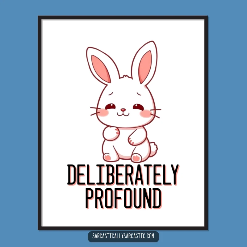 Funny Kawaii Rabbit Nod Art Print: Calm Download, Perfect Gift