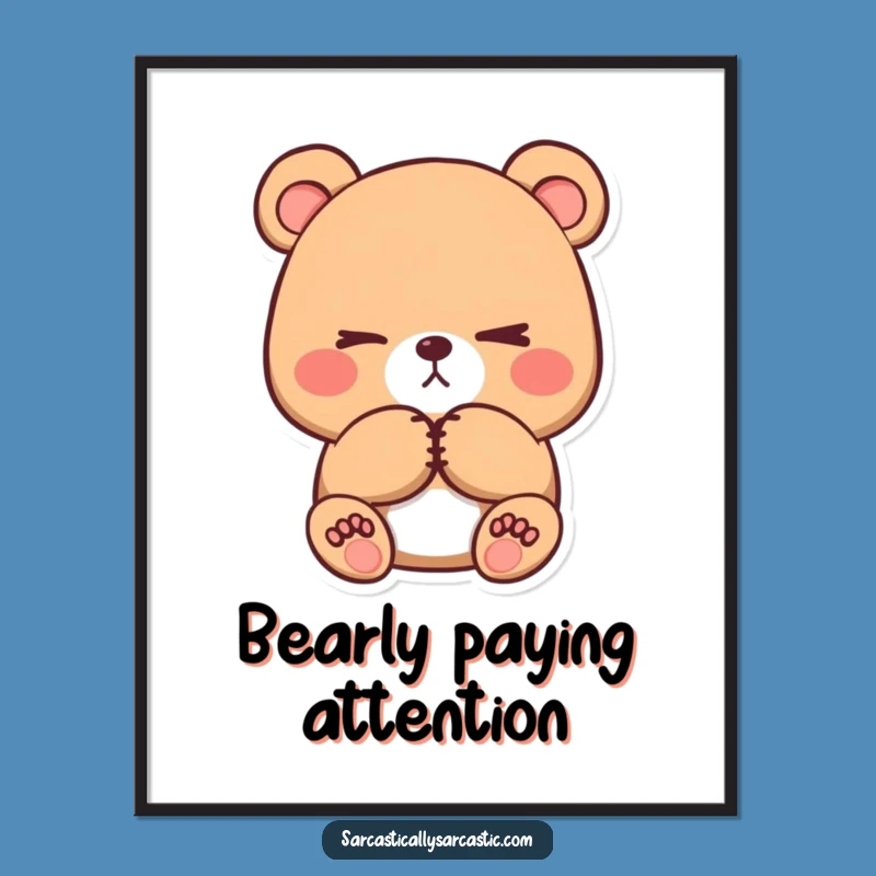 Funny Bear Digital Art: Eye-Roll Print for Sassy Decor