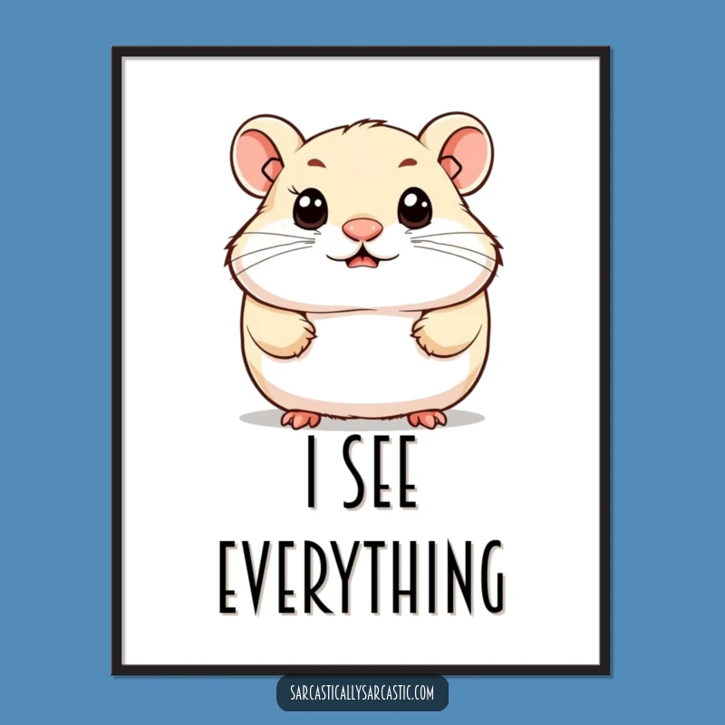 Funny Hamster Smirk Digital Art: Instant Cuteness for Walls - A Charming Funny Art Gift