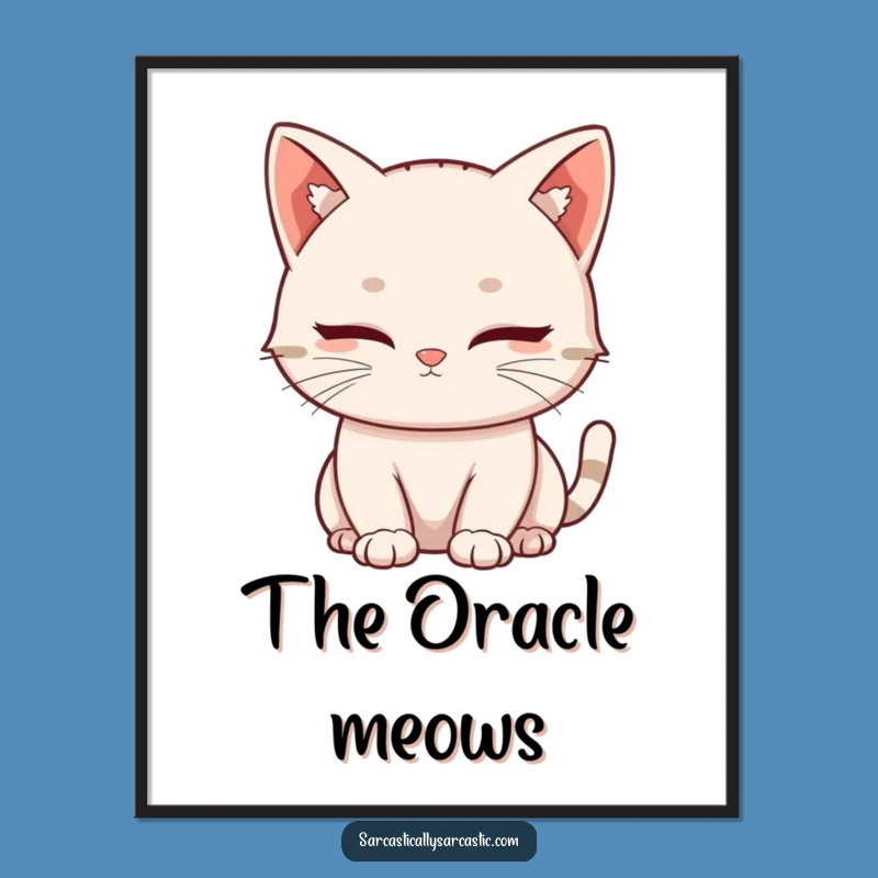 Funny Kawaii Cat Blink Digital Art Print: Instant Wisdom for Your Walls