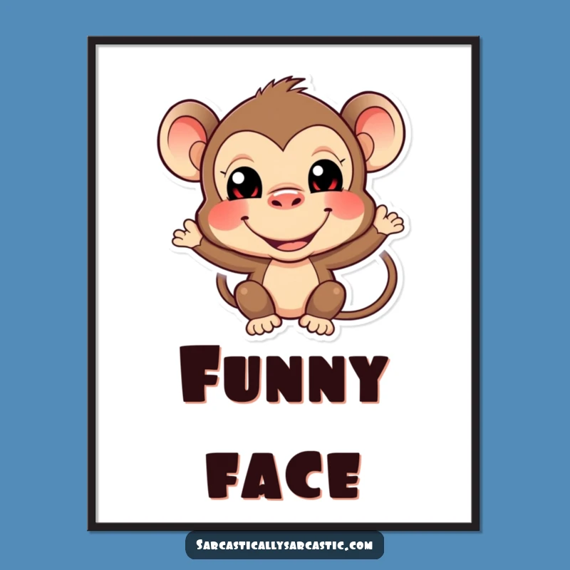 Funny Monkey Digital Art: Primate Face Print, A Versatile Funny Gift