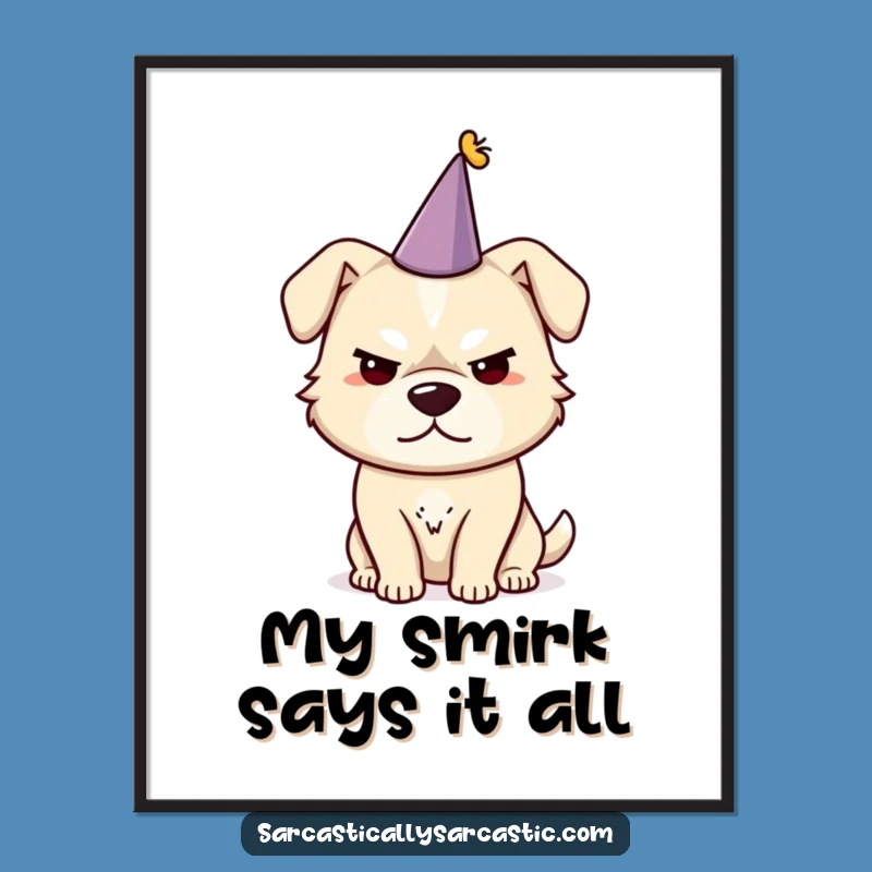 Funny Sarcastic Dog Party Hat Digital Print: Instant Hilarious Wall Art