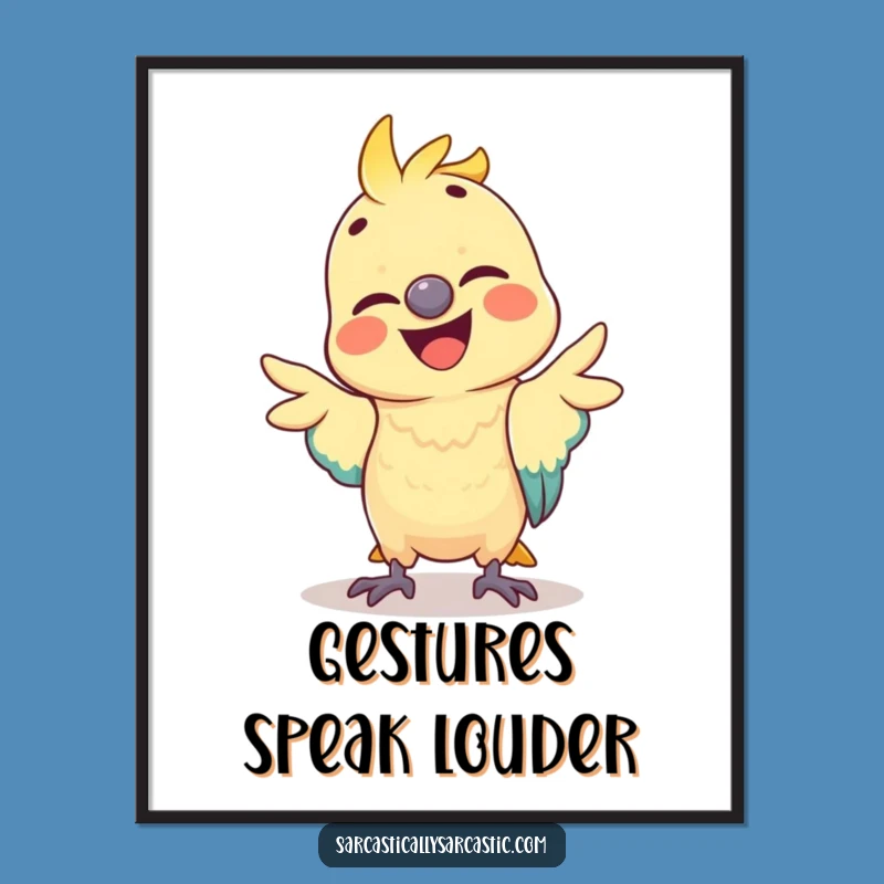 Funny Parrot Mimicking Gesture Digital Art: Instant Humor for Your Walls!